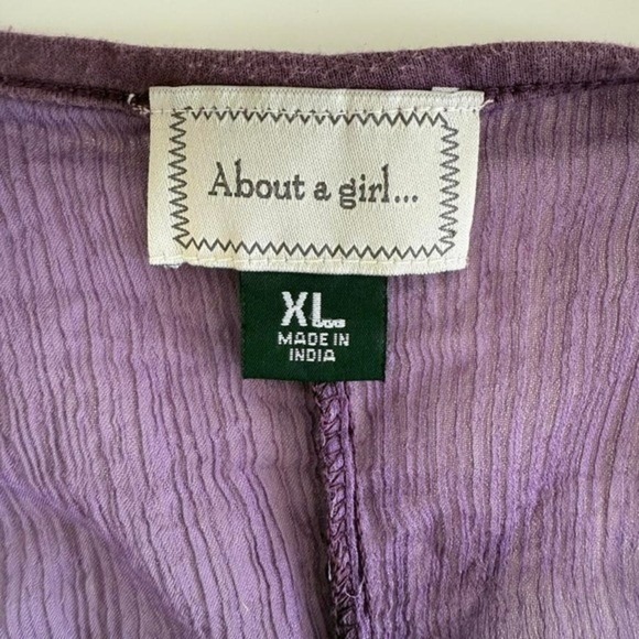 Boho Purple Beaded Sequin Flowy Tie Dye Top XL - Picture 4 of 9